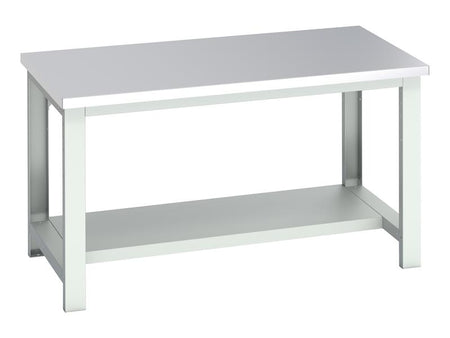 Cubio Bench with Half Shelf, Stainless Steel Clad Top 1500 x 900mm
