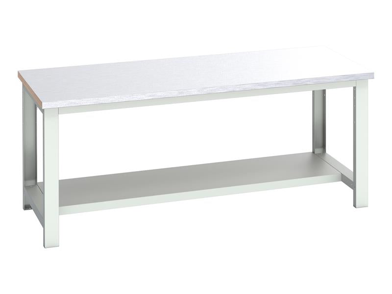 Cubio Bench with Half Shelf, Steel Clad Top 2000 x 900mm