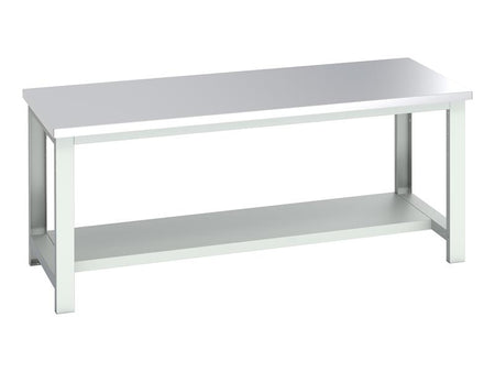 Cubio Bench with Half Shelf, Stainless Steel Clad Top 2000 x 900mm