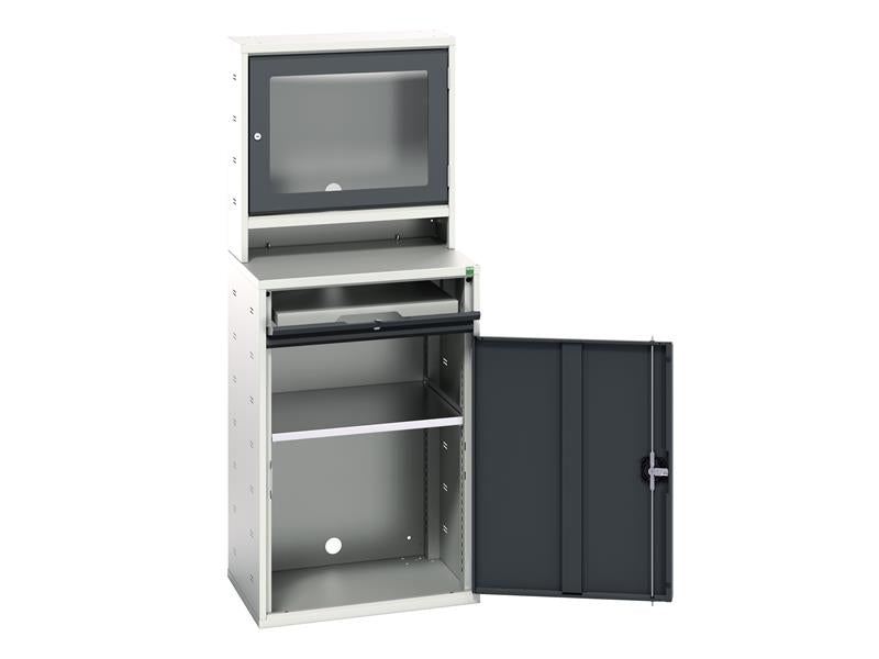 Verso Computer Cupboard 650 x 550 x 1650mm Anthracite Grey