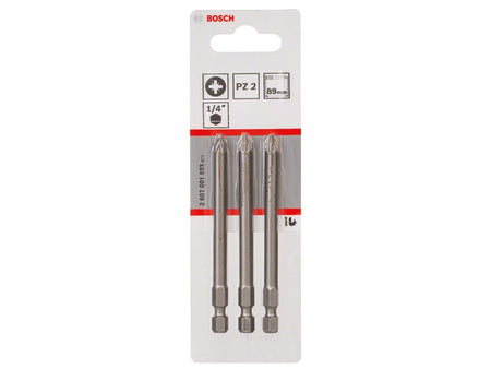 Extra Hard Screwdriver Bit PZ2 x 89mm Pack of 3
