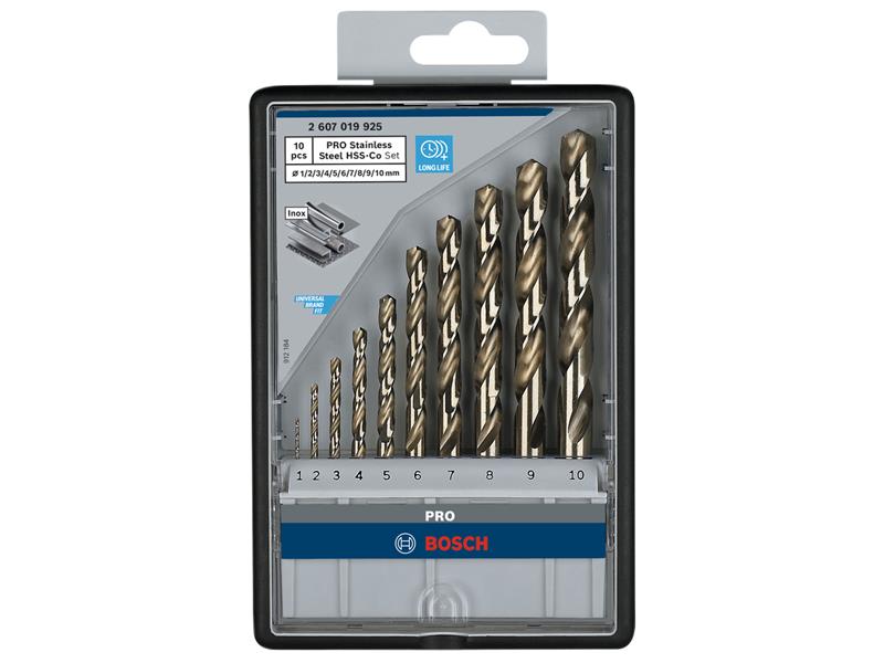 PRO Stainless Steel HSS-Co Twist Drill Bit Set, 10 Piece