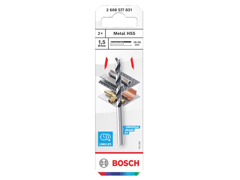 Metal HSS Twist Drill Bit 1.5 x 18 x 40mm (Pack of 2)