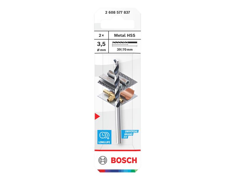 Metal HSS Twist Drill Bit 3.5 x 39 x 70mm (Pack of 2)