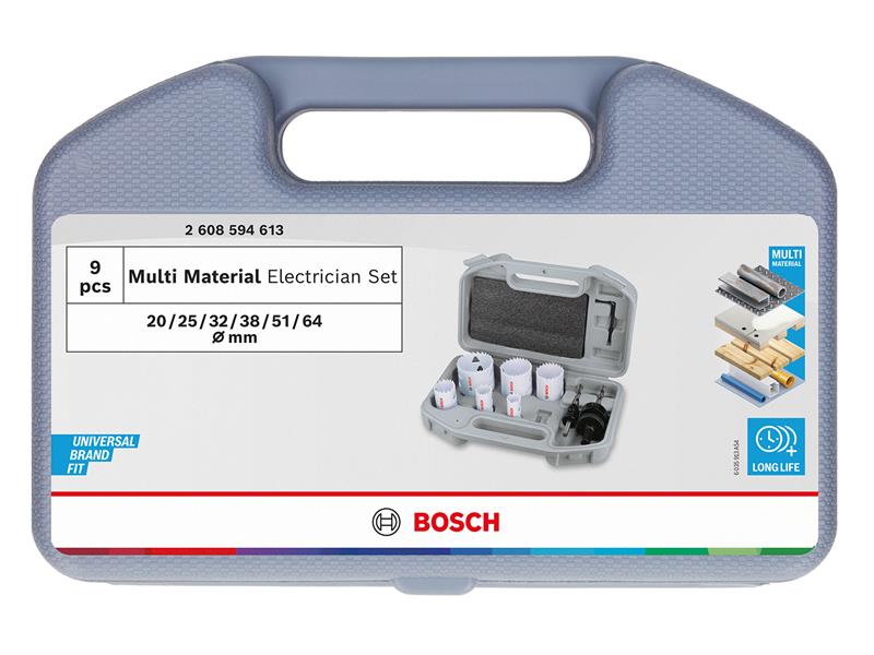 Multi Material Hole Saw Electrician's Set, 9 Piece