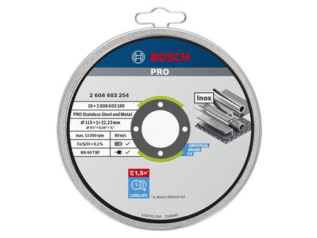 PRO Stainless Steel and Metal Bonded Cutting Disc 115 x 1.0 x 22.23mm