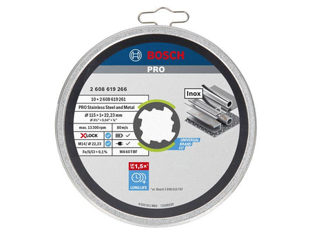 PRO Stainless Steel and Metal Bonded Cutting Disc 115 x 1.0 x 22.23mm Tin of 10