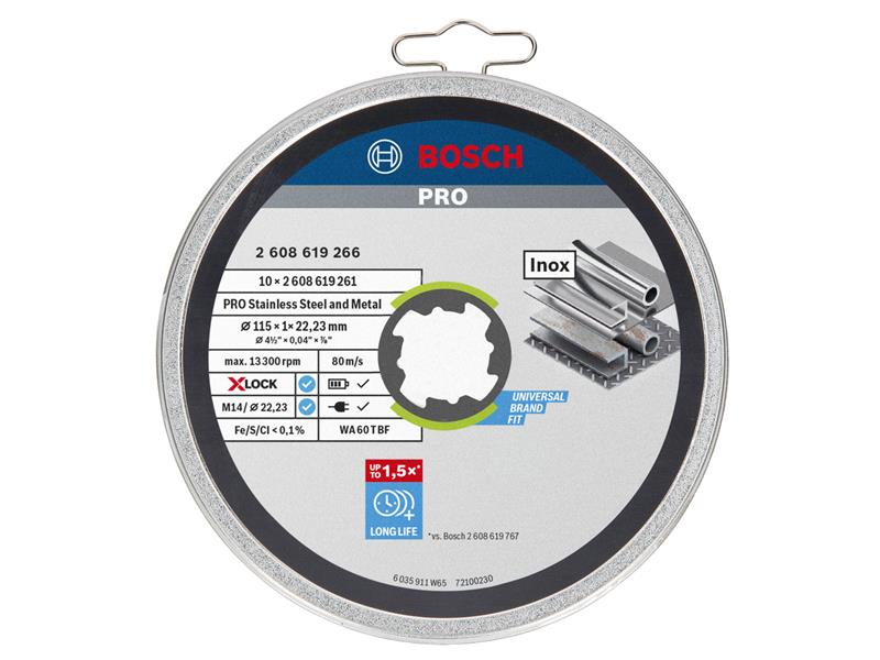 PRO Stainless Steel and Metal Bonded Cutting Disc 115 x 1.0 x 22.23mm Tin of 10