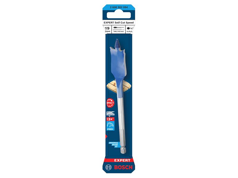 EXPERT Self Cut Speed Spade Drill Bit 19 x 100 x 152mm