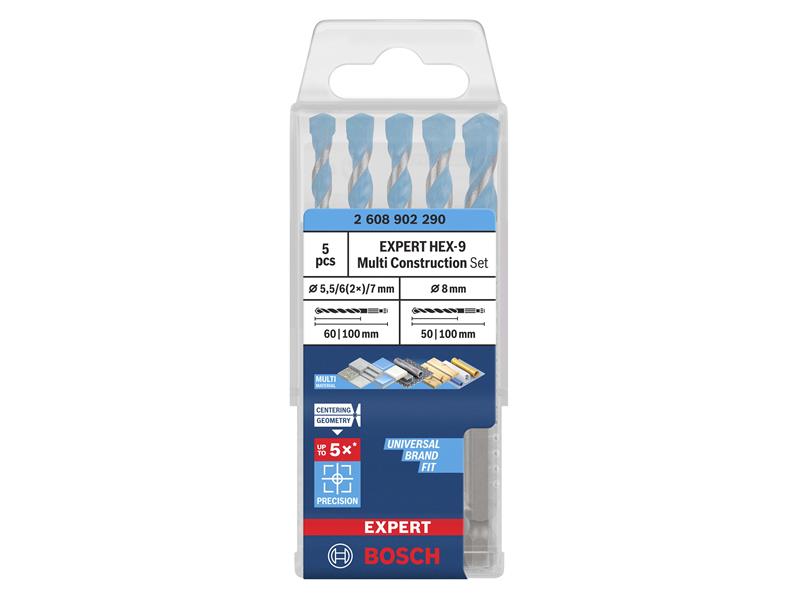 EXPERT HEX-9 Multi Construction Drill Bit Set, 5 Piece