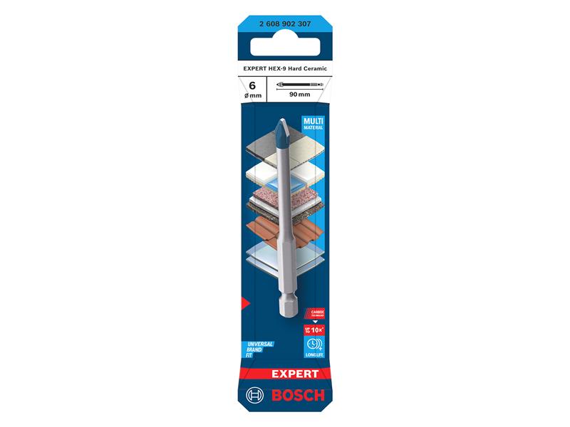 EXPERT HEX-9 Hard Ceramic Drill Bit 6 x 90mm