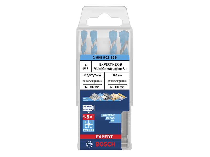 EXPERT HEX-9 Multi Construction Drill Bit Set, 4 Piece