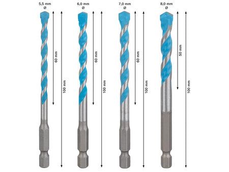 EXPERT HEX-9 Multi Construction Drill Bit Set, 4 Piece