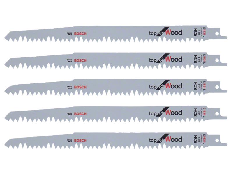 S 1531 L Top for Wood Reciprocating Saw Blade 240mm 5 TPI(Pack 5)