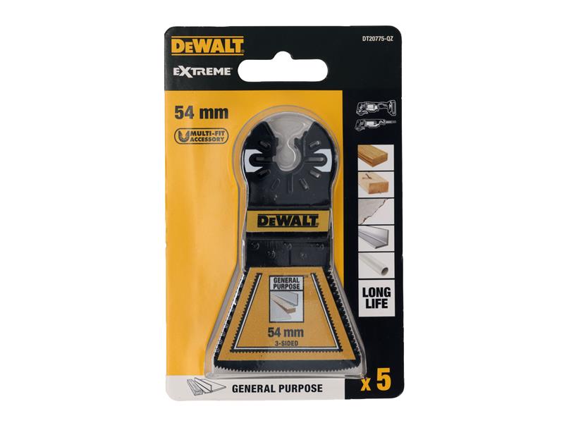 DT20775 Bi-metal 3-Sided Cutting Multitool Blade 54mm (5 Pack)