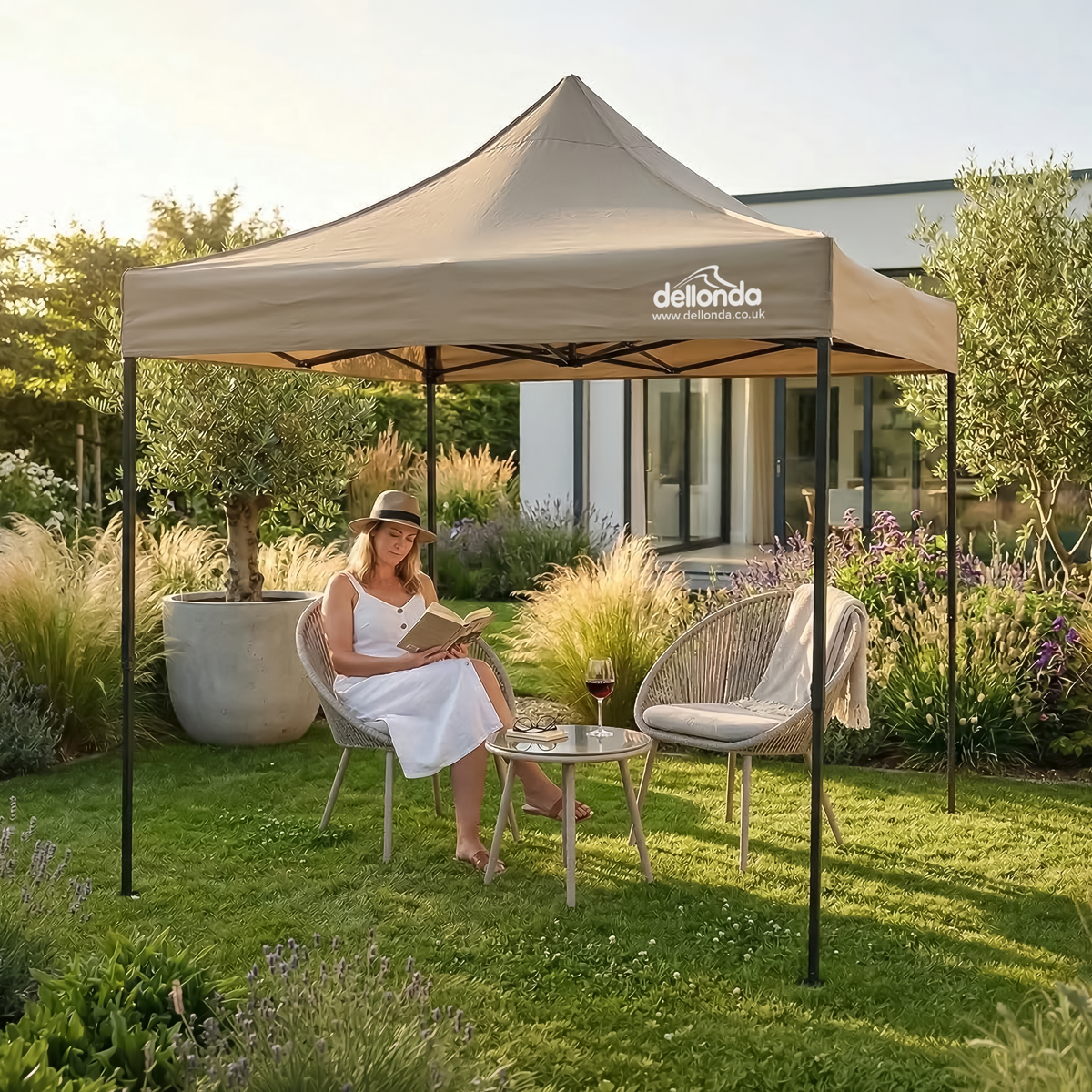Sealey Dellonda 2x2m Pop-Up Gazebo Canopy with Water-Resistant Carry Bag, Stakes & Weight Bags - Beige Model No-DG303