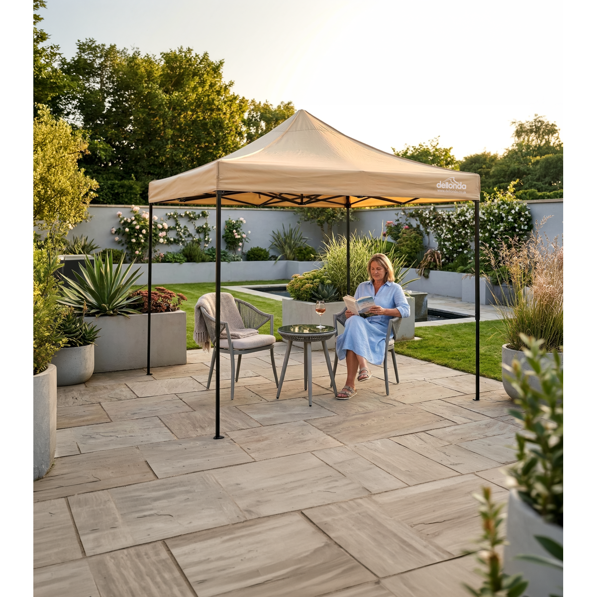 Sealey Dellonda 3x3m Pop-Up Gazebo Canopy with Water-Resistant Carry Bag, Stakes & Weight Bags - Beige Model No-DG304