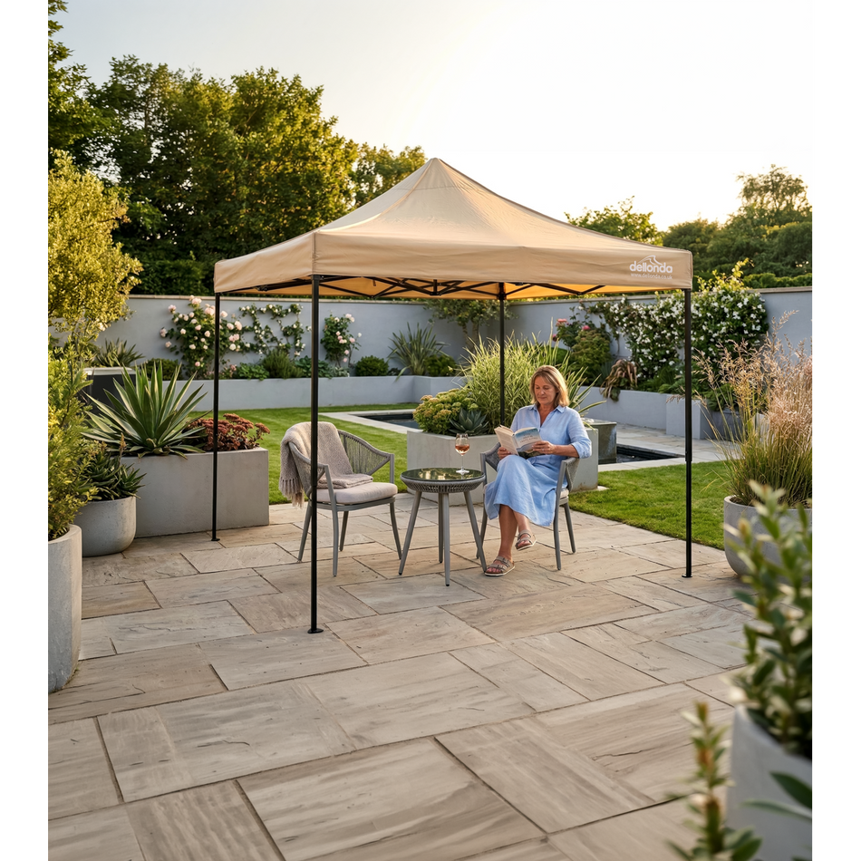 Sealey Dellonda 3x3m Pop-Up Gazebo Canopy with Water-Resistant Carry Bag, Stakes & Weight Bags - Beige Model No-DG304