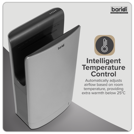 Sealey Baridi Hand Dryer with HEPA Filter & Auto-Sensor 1750W/230V - Silver Model No-DH150