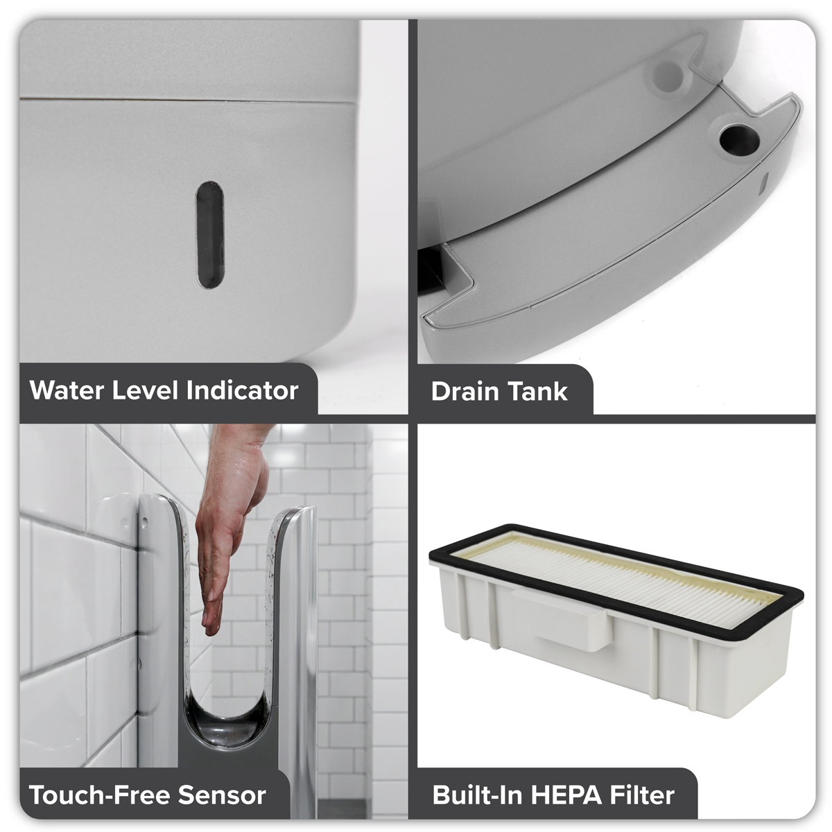 Sealey Baridi Hand Dryer with HEPA Filter & Auto-Sensor 1750W/230V - Silver Model No-DH150