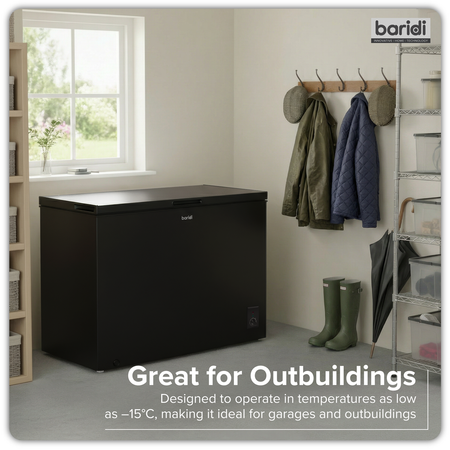 Sealey Baridi Freestanding Chest Freezer 254L Capacity - Black Model No-DH259