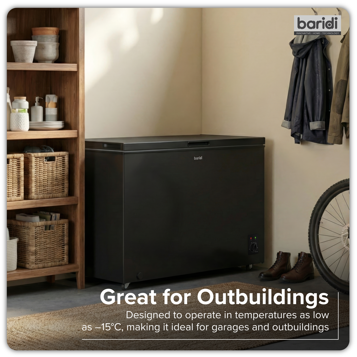 Sealey Baridi Freestanding Chest Freezer 299L Capacity - Black Model No-DH261