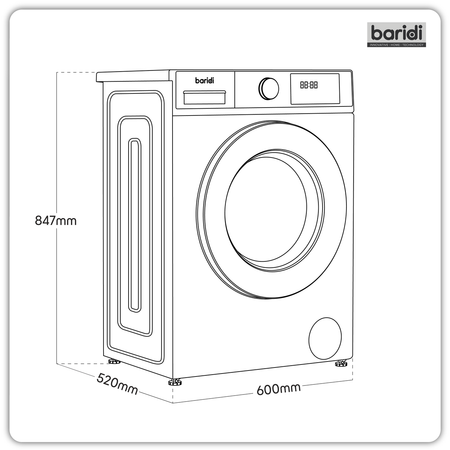 Sealey 8kg Washing Machine, Front Loading, 1400rpm Energy Rating A – White Model No-DH262