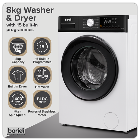 Sealey 8/5kg Washer Dryer, Front Loading, 1400rpm Energy Rating A – White Model No-DH263