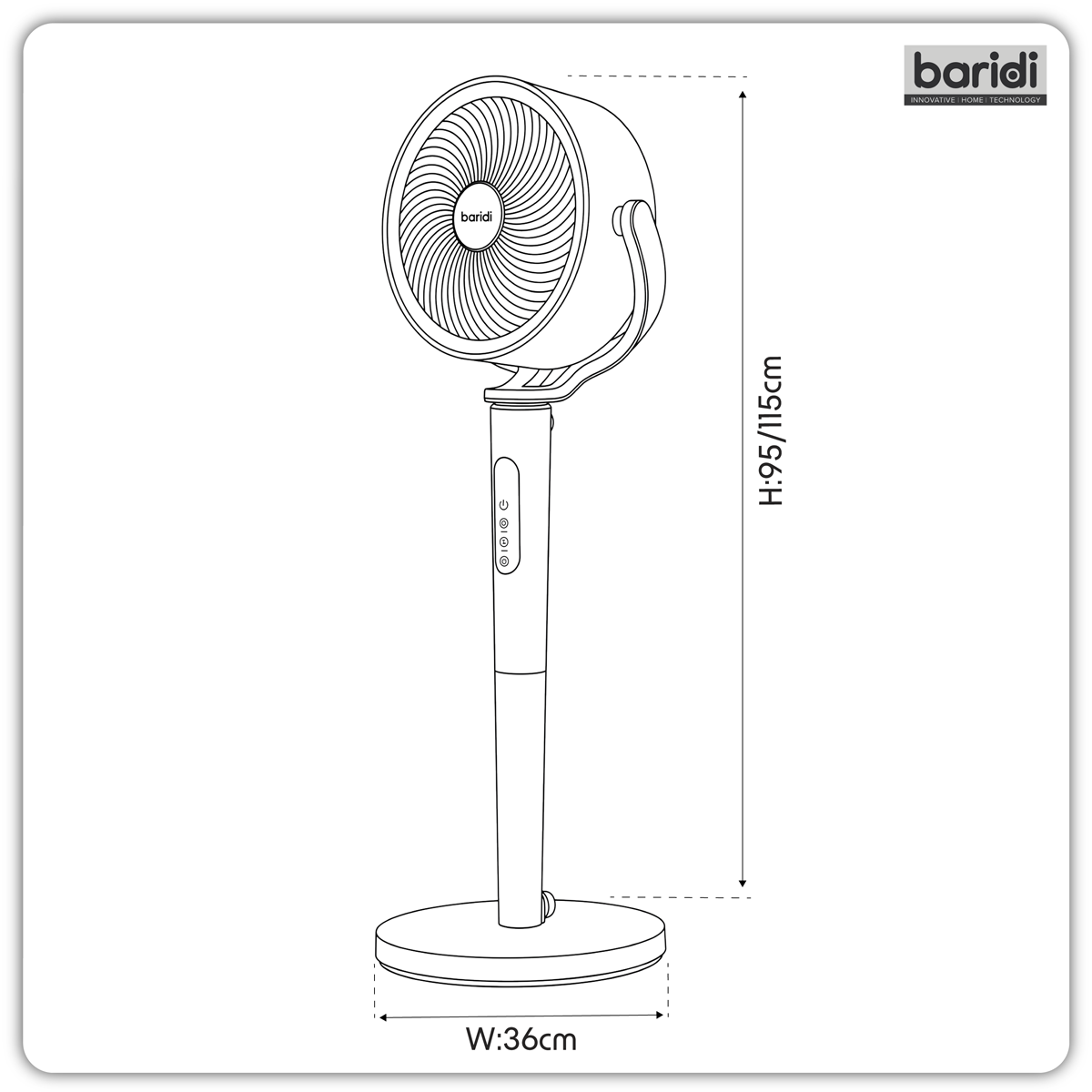 Sealey Baridi 12" Pedestal Fan with Remote Control, Back Light & 12hr Timer - Grey Model No-DH264