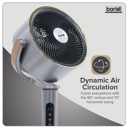 Sealey Baridi 12" Pedestal Fan with Remote Control, Back Light & 12hr Timer - Grey Model No-DH264