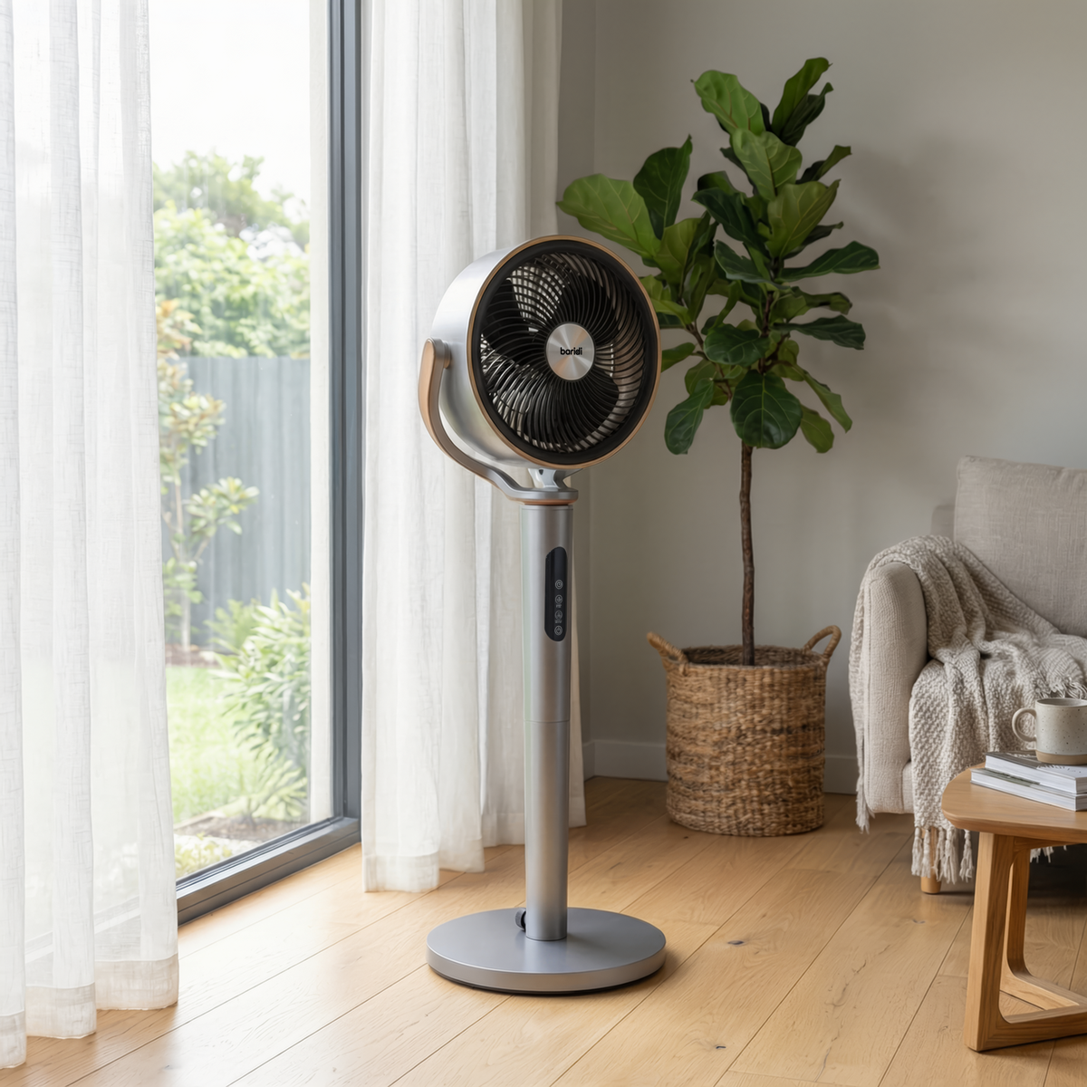Sealey Baridi 12" Pedestal Fan with Remote Control, Back Light & 12hr Timer - Grey Model No-DH264
