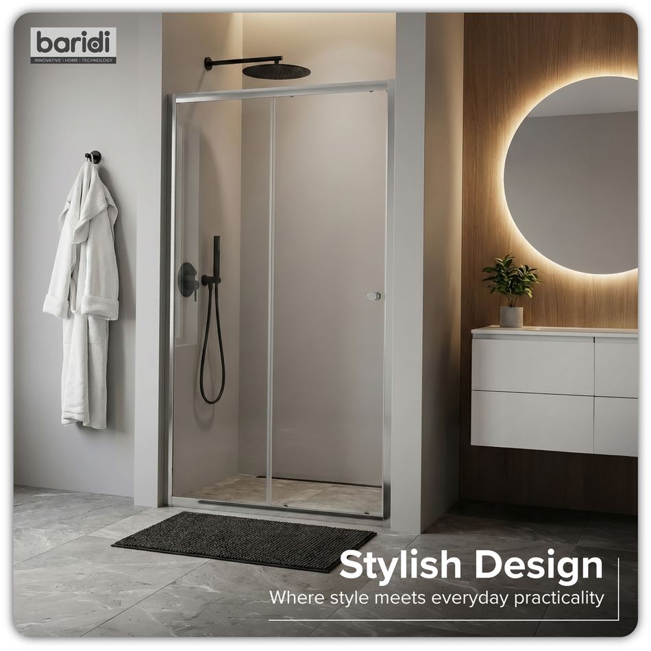 Sealey Sliding Shower Door 1000 x 1850mm, 6mm Tempered Glass, Reversible - Chrome Model No-DH292