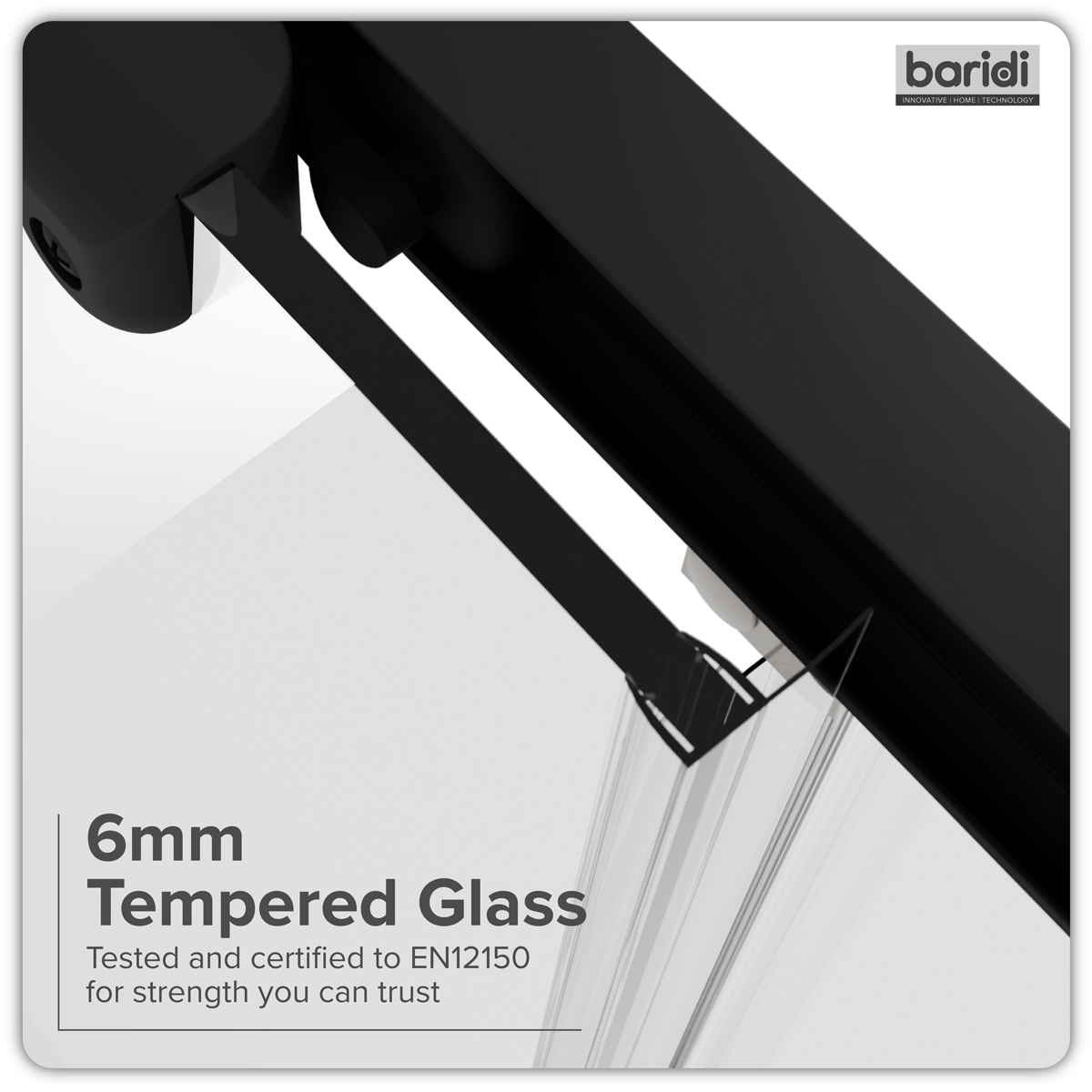 Sealey Sliding Shower Door 1000 x 1850mm, 6mm Tempered Glass, Reversible - Black Model No-DH293