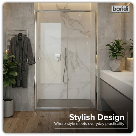 Sealey Sliding Shower Door 1200 x 1850mm, 6mm Tempered Glass, Reversible - Chrome Model No-DH294