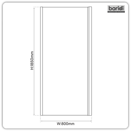 Sealey Baridi Side Panel for Sliding Shower Doors, 6mm Tempered Glass - Chrome Model No-DH296