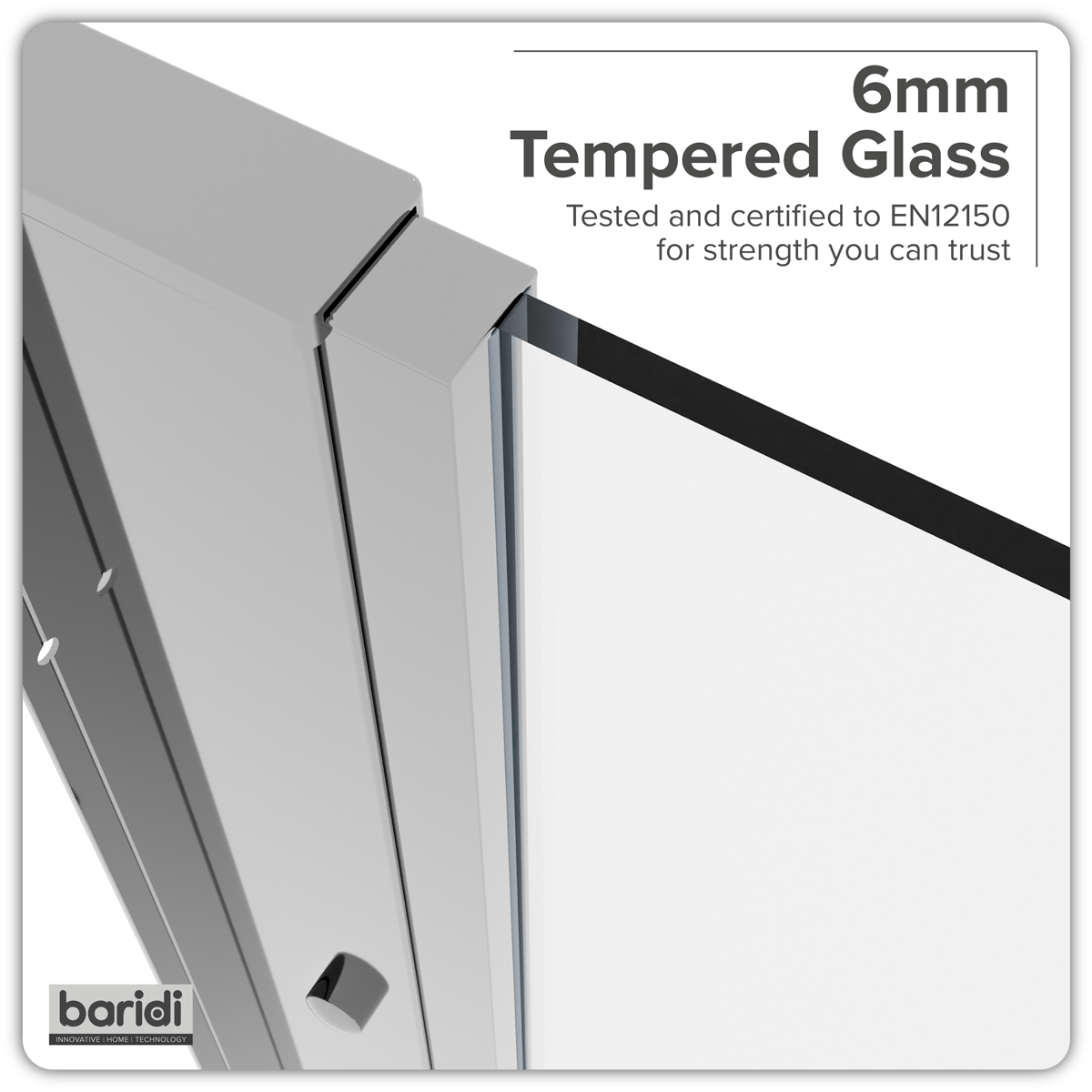 Sealey Baridi Side Panel for Sliding Shower Doors, 6mm Tempered Glass - Chrome Model No-DH296