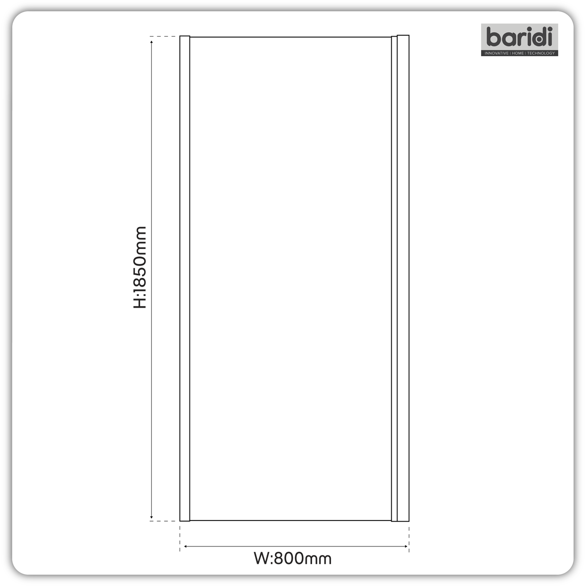 Sealey Side Panel for Sliding Shower Doors, 6mm Tempered Glass - Black Model No-DH297