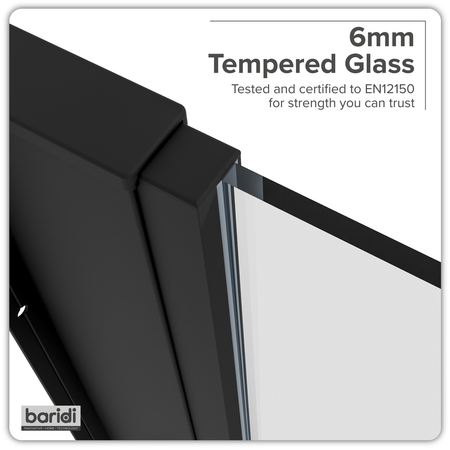 Sealey Side Panel for Sliding Shower Doors, 6mm Tempered Glass - Black Model No-DH297
