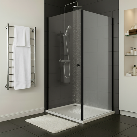 Sealey Side Panel for Sliding Shower Doors, 6mm Tempered Glass - Black Model No-DH297