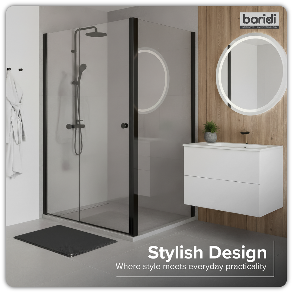Sealey Side Panel for Sliding Shower Doors, 6mm Tempered Glass - Black Model No-DH297