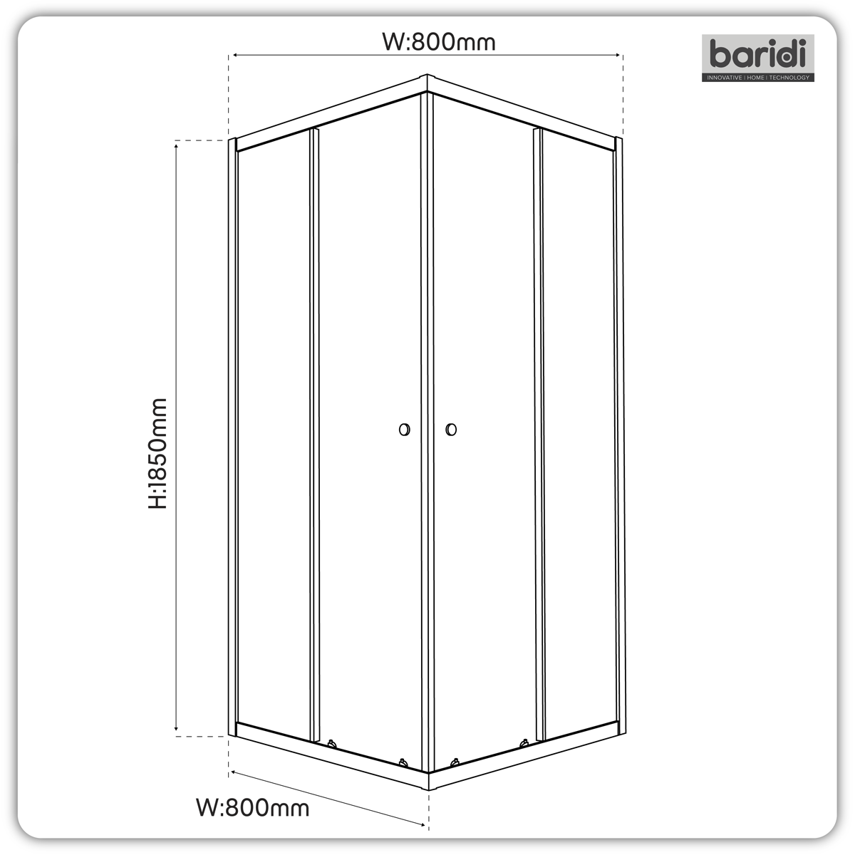 Sealey Corner Shower Entry Enclosure 800 x 800 x 1850mm with 6mm Tempered Glass - Chrome Model No-DH298