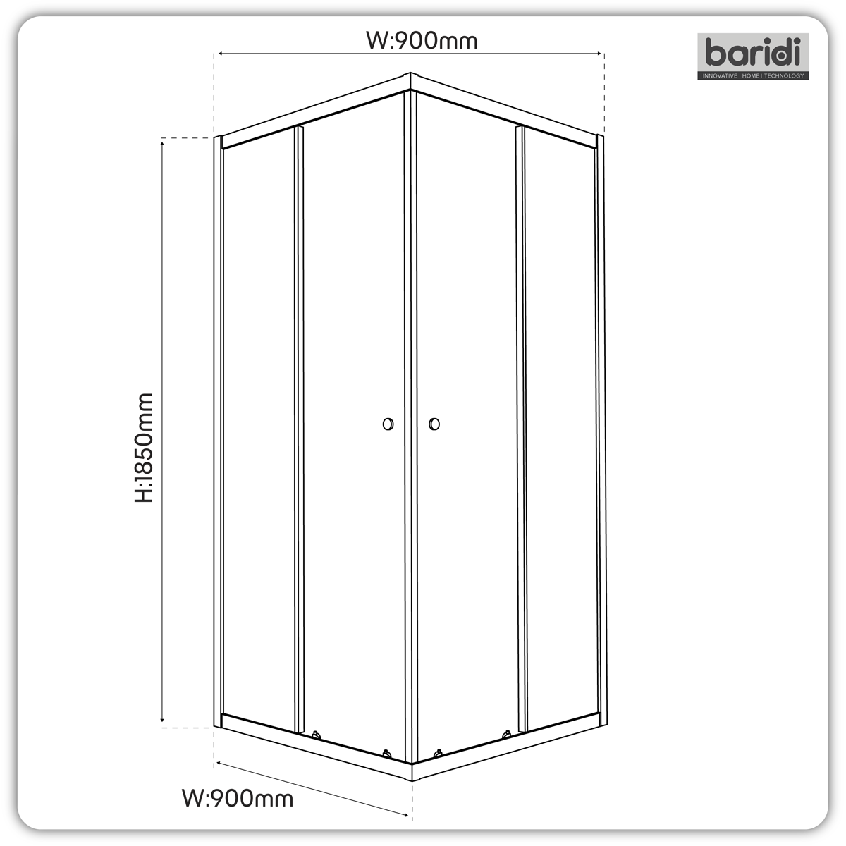 Sealey Corner Shower Entry Enclosure 900 x 900 x 1850mm with 6mm Tempered Glass - Chrome Model No-DH299