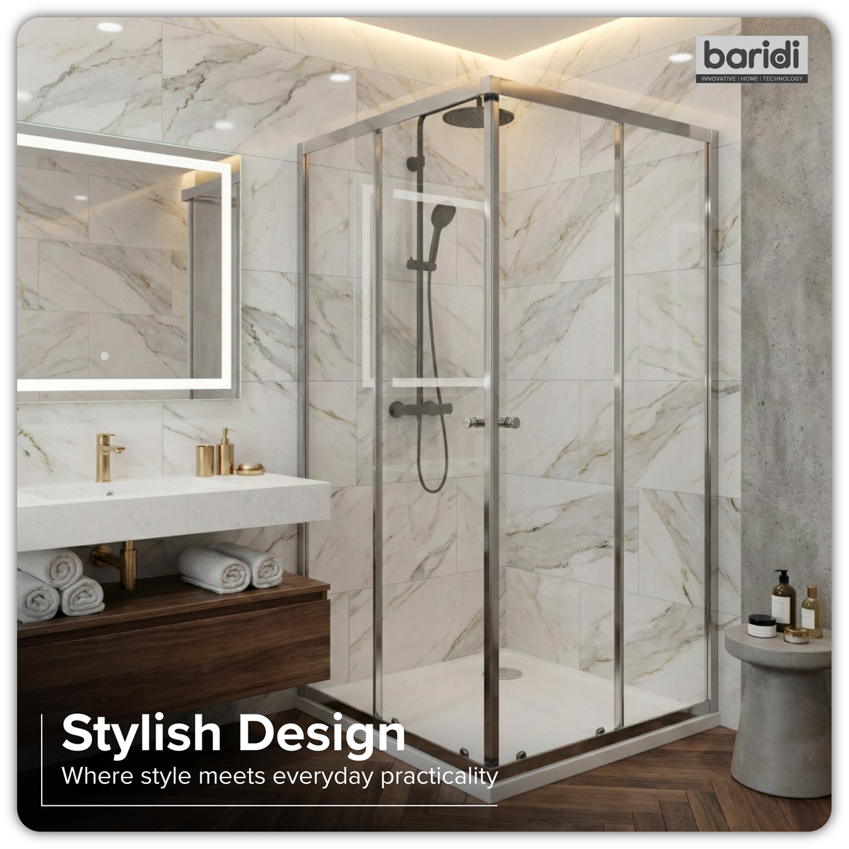 Sealey Corner Shower Entry Enclosure 900 x 900 x 1850mm with 6mm Tempered Glass - Chrome Model No-DH299