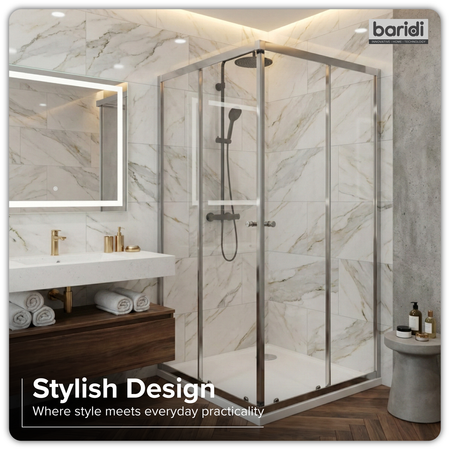 Sealey Corner Shower Entry Enclosure 900 x 900 x 1850mm with 6mm Tempered Glass - Chrome Model No-DH299