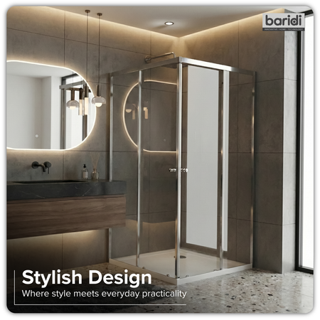 Sealey Corner Shower Entry Enclosure 1000 x 800 x 1850mm with 6mm Tempered Glass - Chrome Model No-DH300