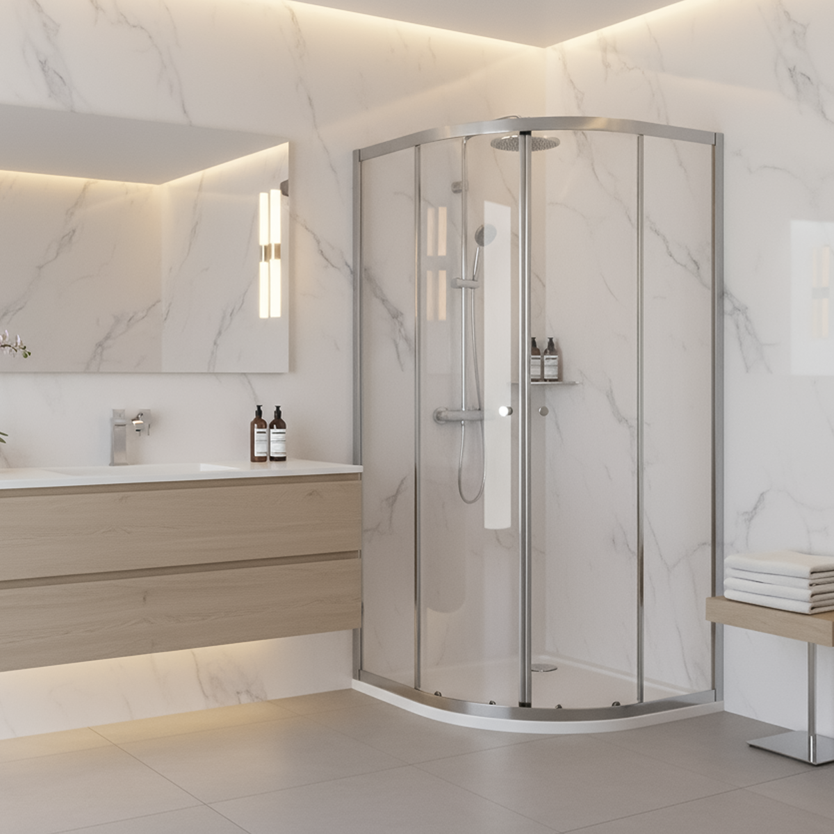 Sealey Quadrant Shower Entry Enclosure 800 x 800 x 1850mm with 6mm Tempered Glass - Chrome Model No-DH301
