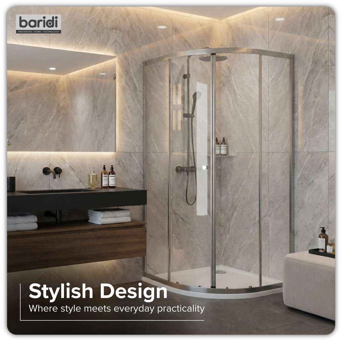 Sealey Quadrant Shower Entry Enclosure 800 x 800 x 1850mm with 6mm Tempered Glass - Chrome Model No-DH301