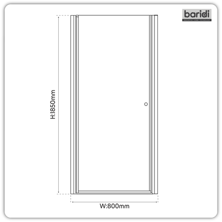 Sealey Pivot Shower Door 800 x 1850mm, 6mm Tempered Glass, Reversible - Chrome Model No-DH303