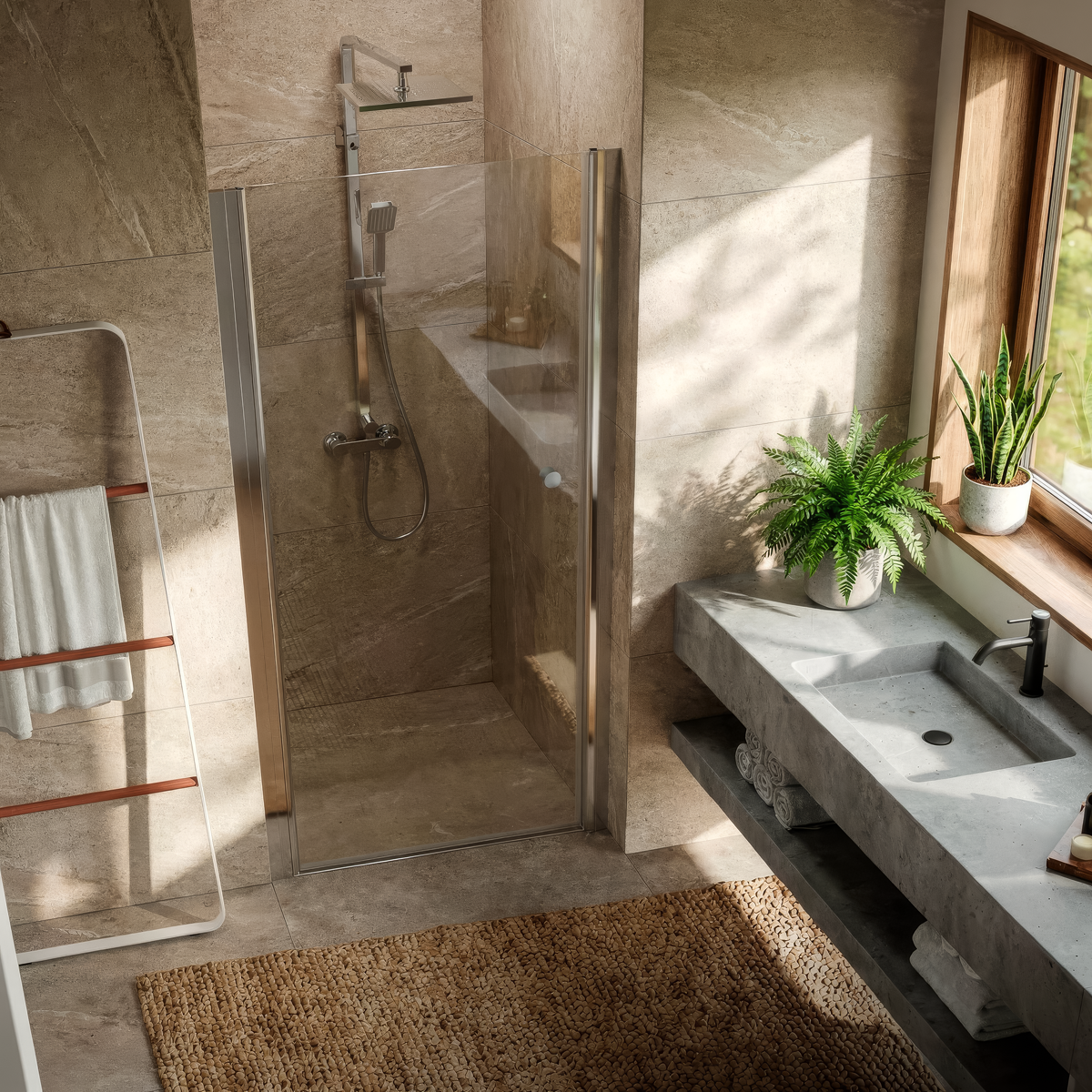 Sealey Pivot Shower Door 800 x 1850mm, 6mm Tempered Glass, Reversible - Chrome Model No-DH303