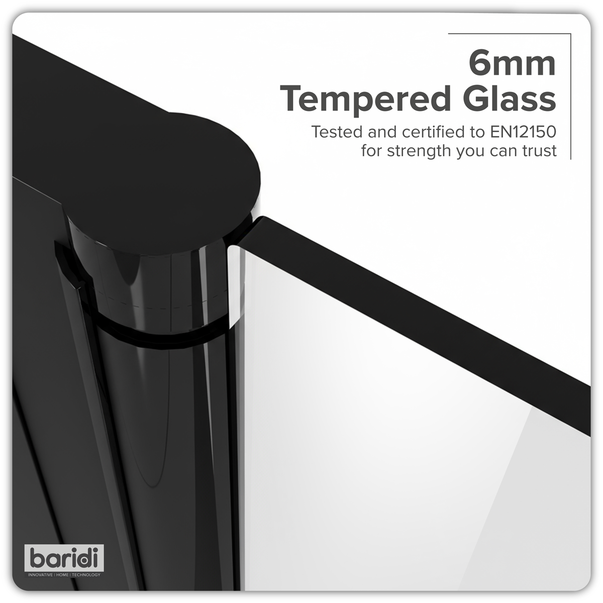 Sealey Pivot Shower Door 800 x 1850mm, 6mm Tempered Glass, Reversible - Black Model No-DH304